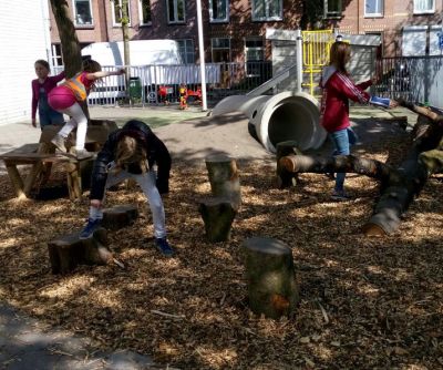 Land-made ontwerp schoolplein klauteren kruipbuis